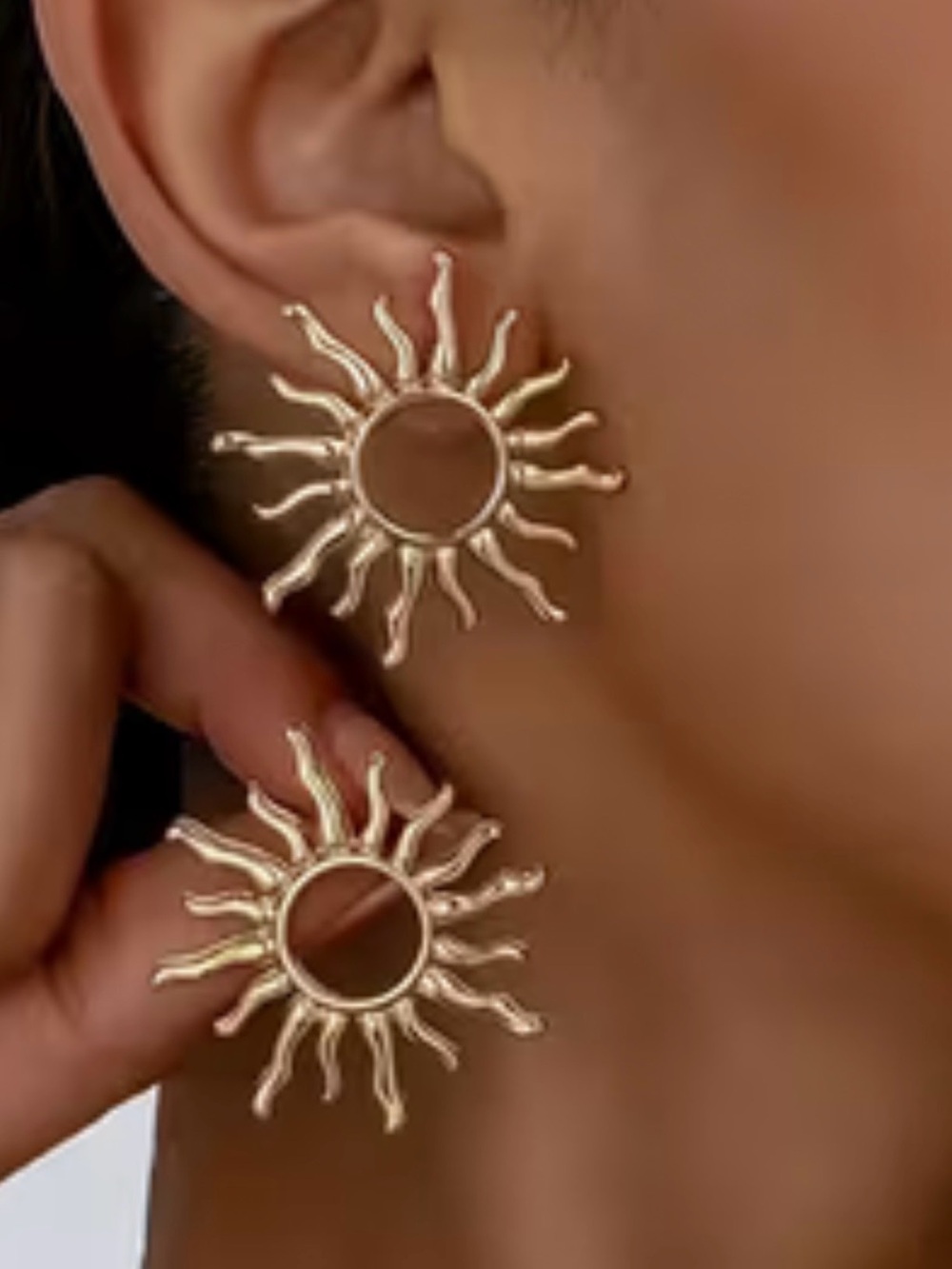 Gold Sunburst Drop Earrings - Women's Jewelry